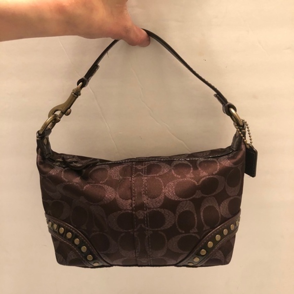 Coach lured brown metallic bronze studded mini bag - Picture 2 of 12